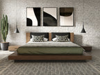 Fantasia - Dark Walnut/Dark Grey Bed and Two Nightstands - Dark Walnut/Dark Grey Bed and Two Nightstands