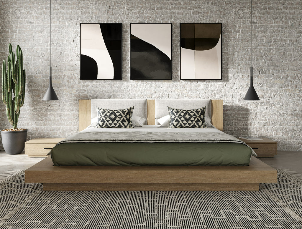 Fantasia - Contemporary Walnut & Grey 4-Piece Bedroom Set - Contemporary Walnut & Grey 4 - Piece Bedroom Set