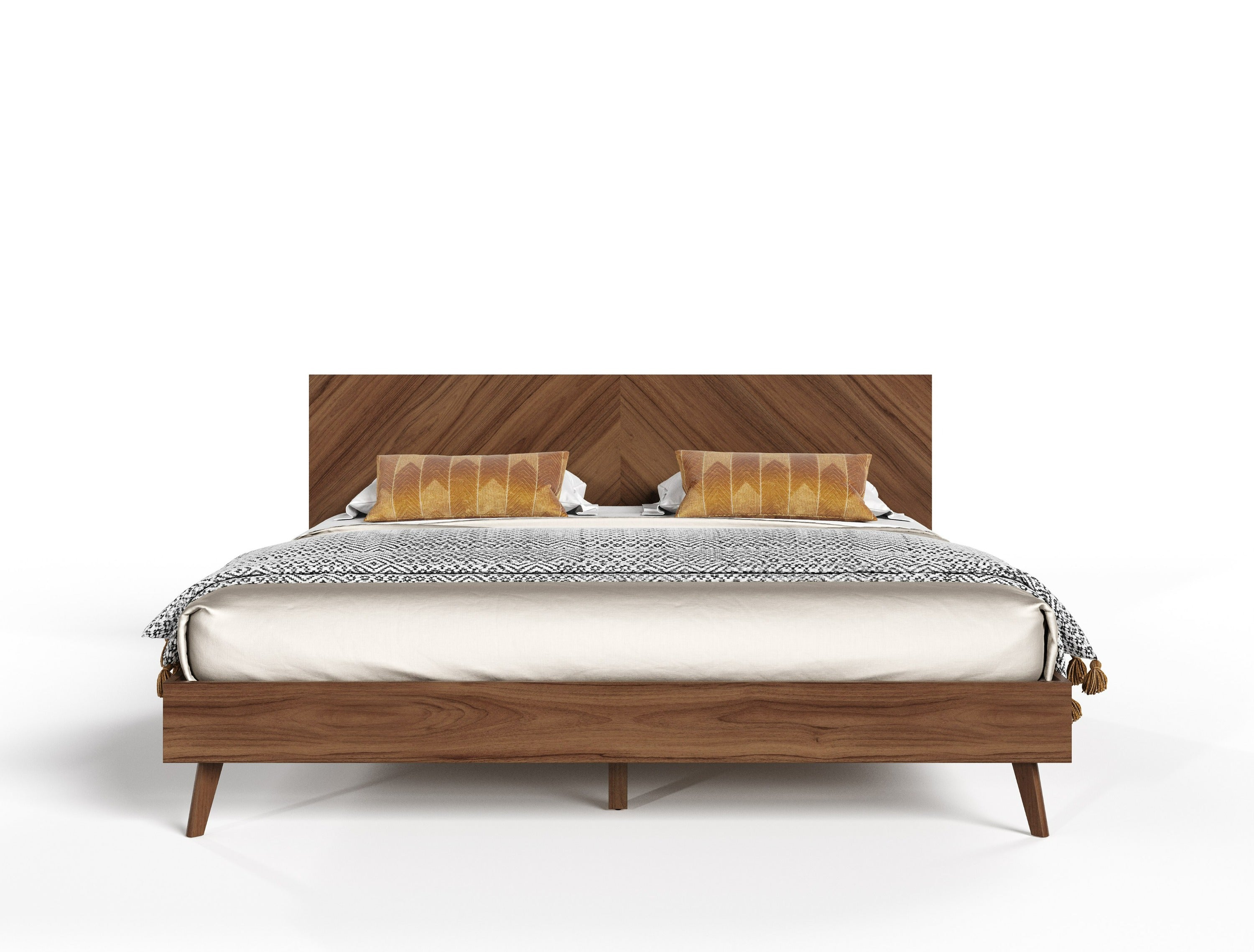 Kamela - Modern Walnut Bed - Modern Walnut Bed