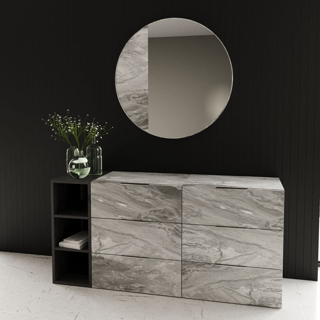 Maranello - Modern Grey Faux Marble Mirror