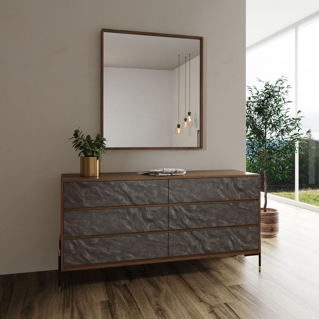 Metcalf - Mid-Century Walnut & Grey Bedroom Set - Mid - Century Walnut & Grey Bedroom Set