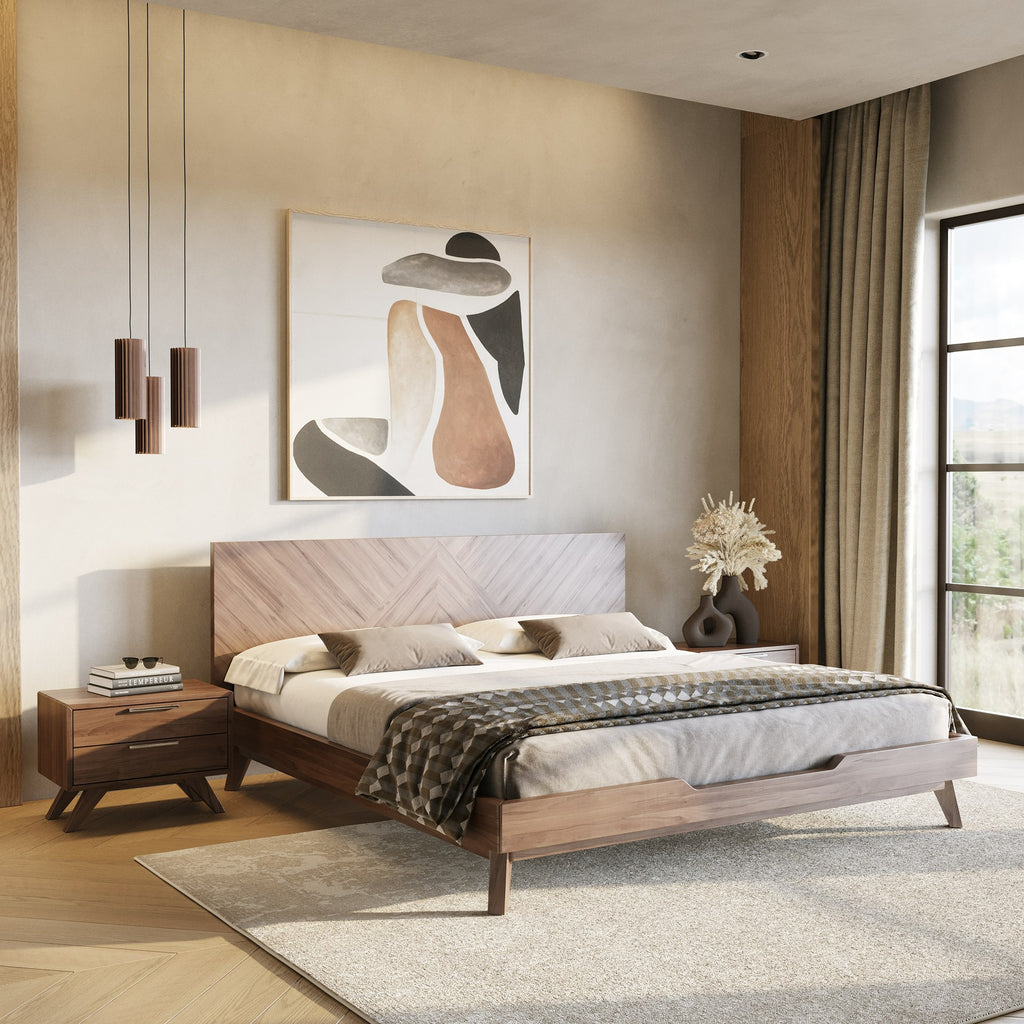 Soren - Modern Walnut Bed - Modern Walnut Bed