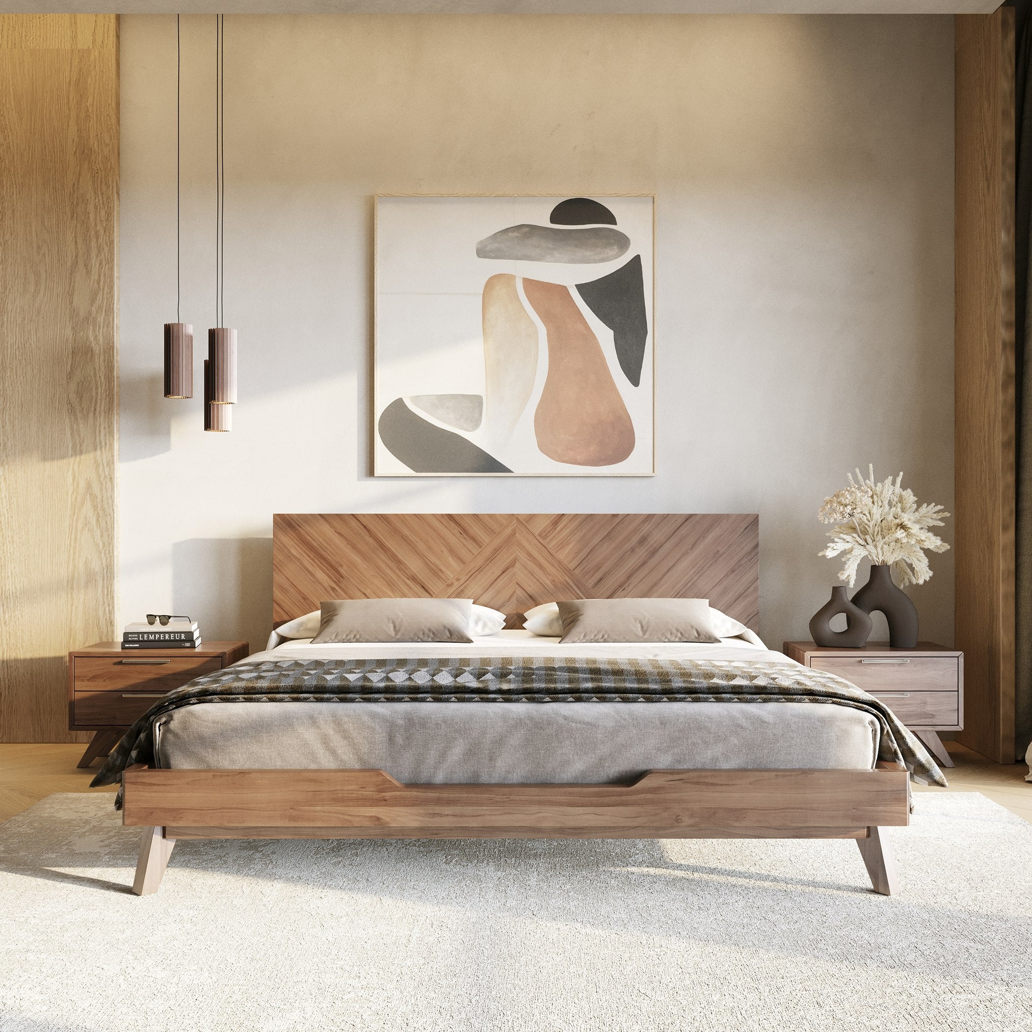 Soren - Modern Walnut Bed - Modern Walnut Bed
