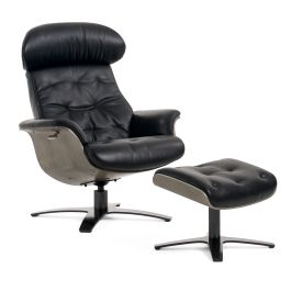 Nowak Modern Black Lounge Chair & Ottoman Set