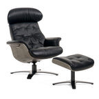 Nowak Modern Black Lounge Chair & Ottoman Set