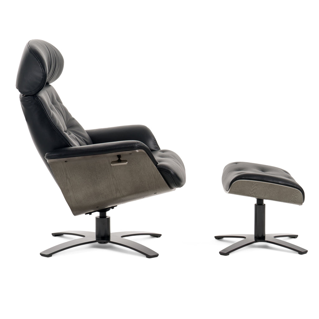 Nowak Modern Black Lounge Chair & Ottoman Set