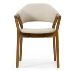 Ocasio - Mid-Century Modern Cream Vegan Leather + Walnut Dining Chair