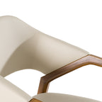 Ocasio - Mid-Century Modern Cream Vegan Leather + Walnut Dining Chair