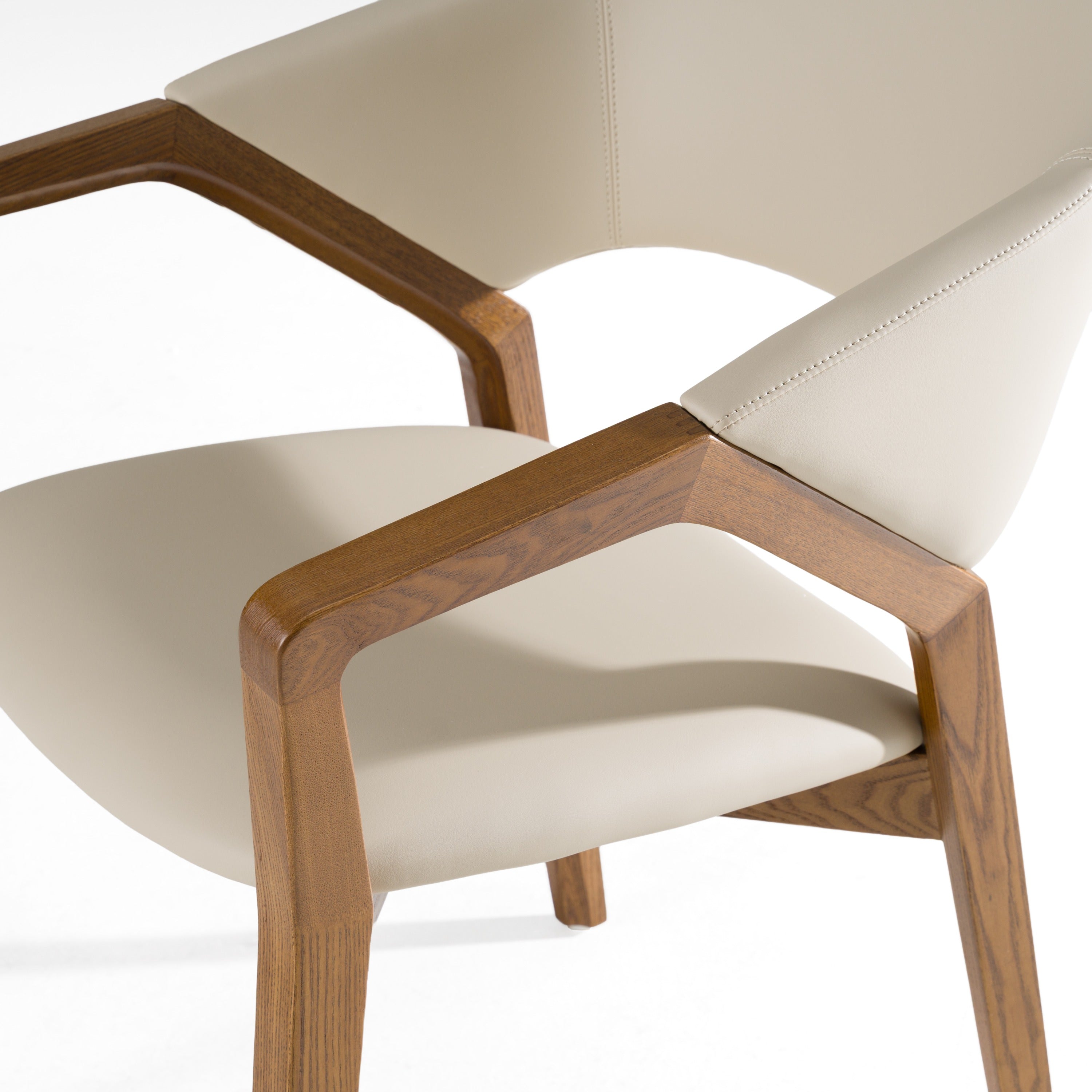 Ocasio - Mid-Century Modern Cream Vegan Leather + Walnut Dining Chair