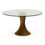 Ocasio - Modern Glass + Walnut Round Dining Table