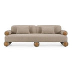 Odette - Modern Beige Fabric + White Burl Sofa