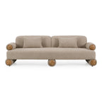 Odette - Modern Beige Fabric + White Burl Sofa