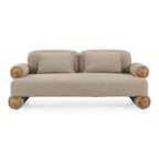 Odette - Modern Beige Fabric + White Burl Loveseat Sofa