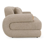 Odette - Modern Beige Fabric + White Burl Loveseat Sofa