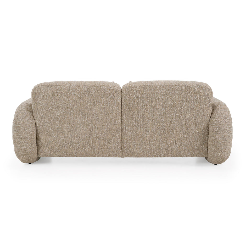 Odette - Modern Beige Fabric + White Burl Loveseat Sofa