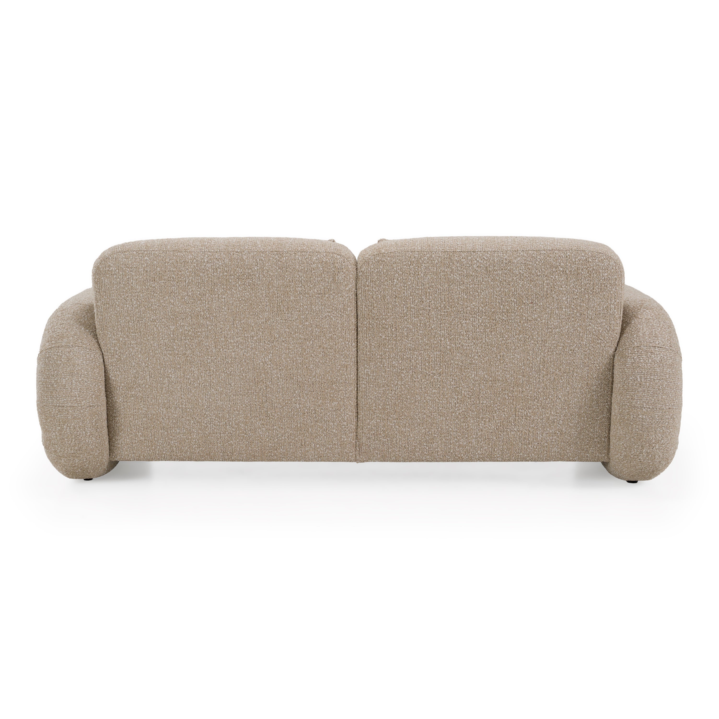 Odette - Modern Beige Fabric + White Burl Loveseat Sofa