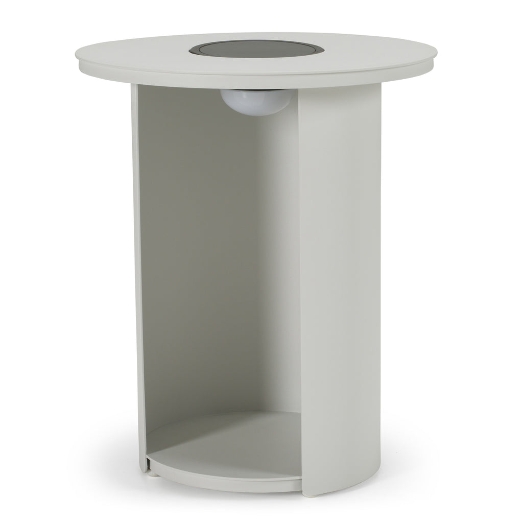 Onza - Outdoor White End Table with Solar Light