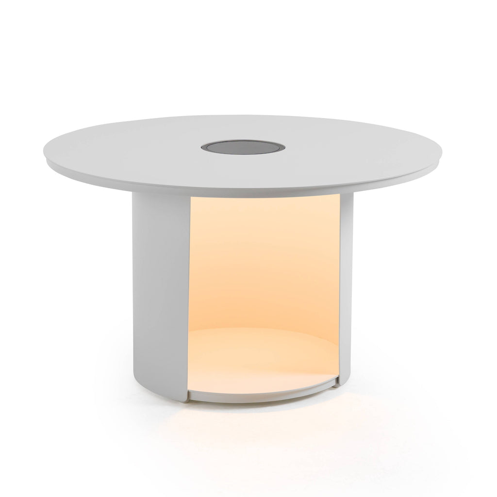 Onza - Outdoor White Medium End Table with Solar Light