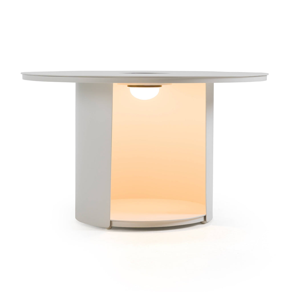 Onza - Outdoor White Medium End Table with Solar Light