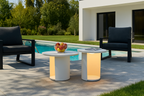 Onza - Outdoor White Medium End Table with Solar Light