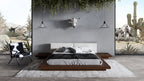 Tokyo - Eastern King Contemporary Walnut and White Platform Bed - Eastern King Contemporary Walnut and White Platform Bed