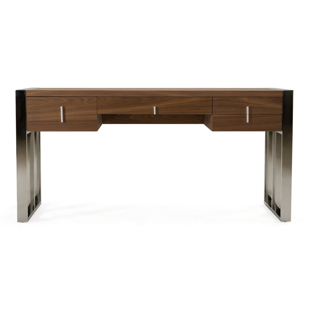 Orcutt - Modern Walnut & Stainless Steel Desk