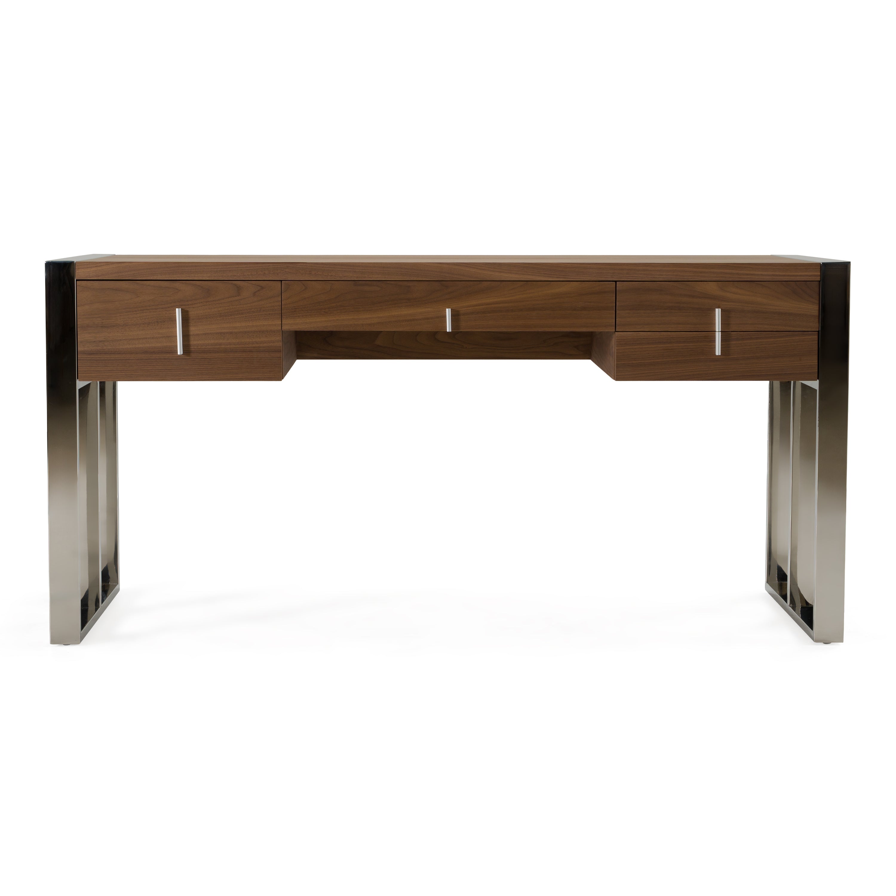 Orcutt - Modern Walnut & Stainless Steel Desk