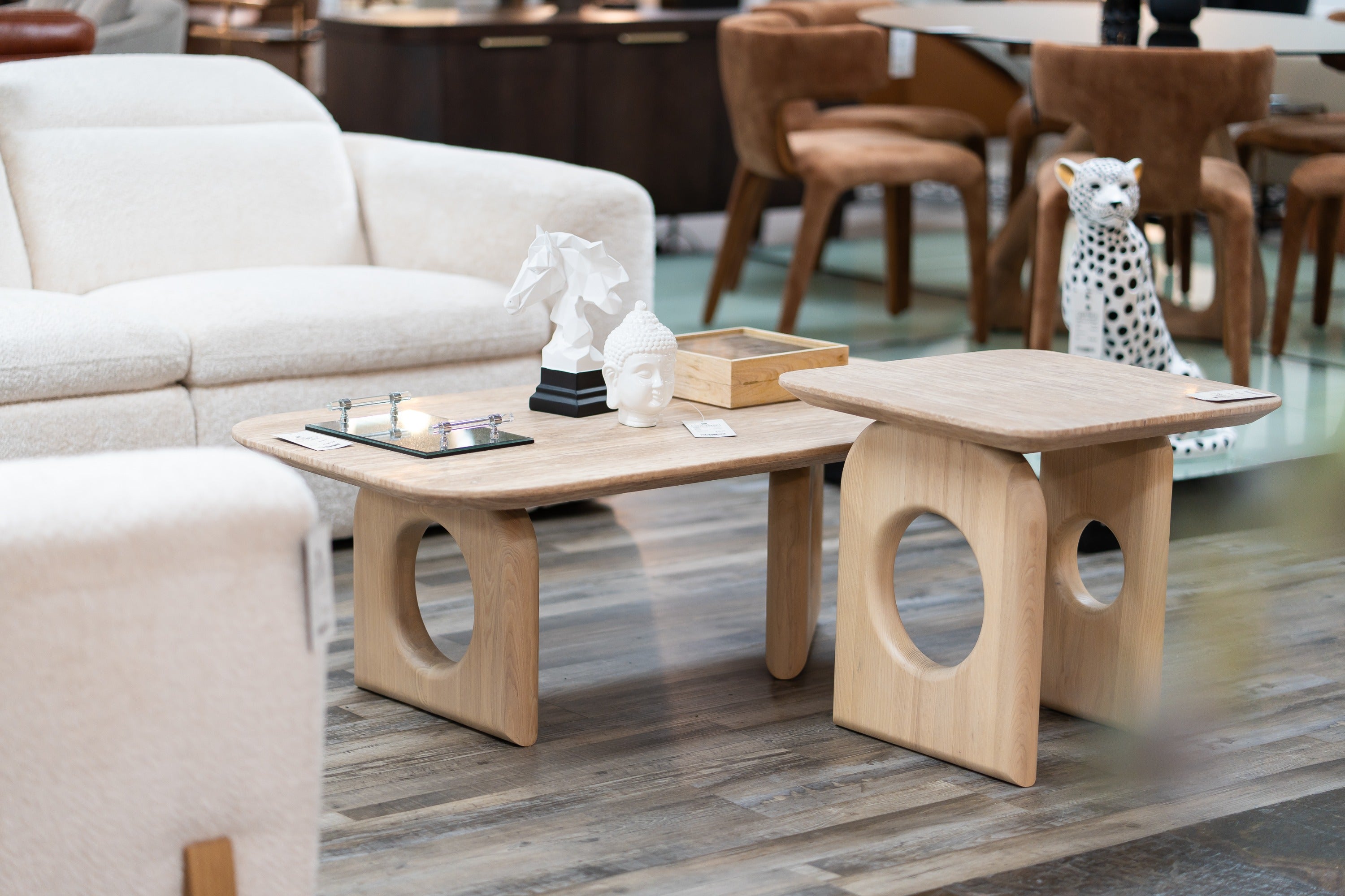 Osaka - Modern Faux Marble + Natural Ash Coffee Table