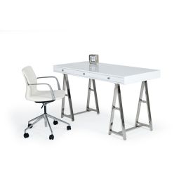 Ostrow - White + Stainless Steel Desk