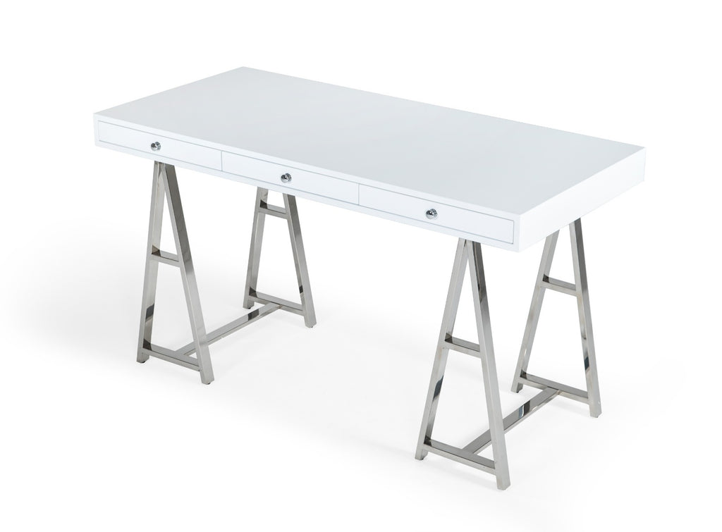 Ostrow - White + Stainless Steel Desk