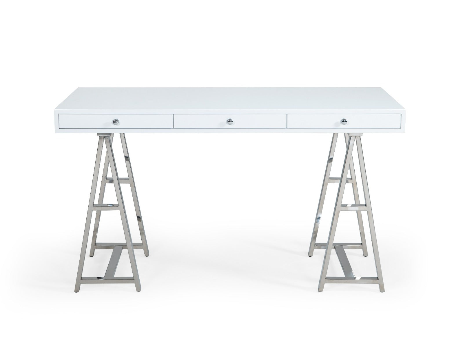 Ostrow - White + Stainless Steel Desk