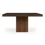 Osuna - Modern Black Glass + Walnut Square Dining Table