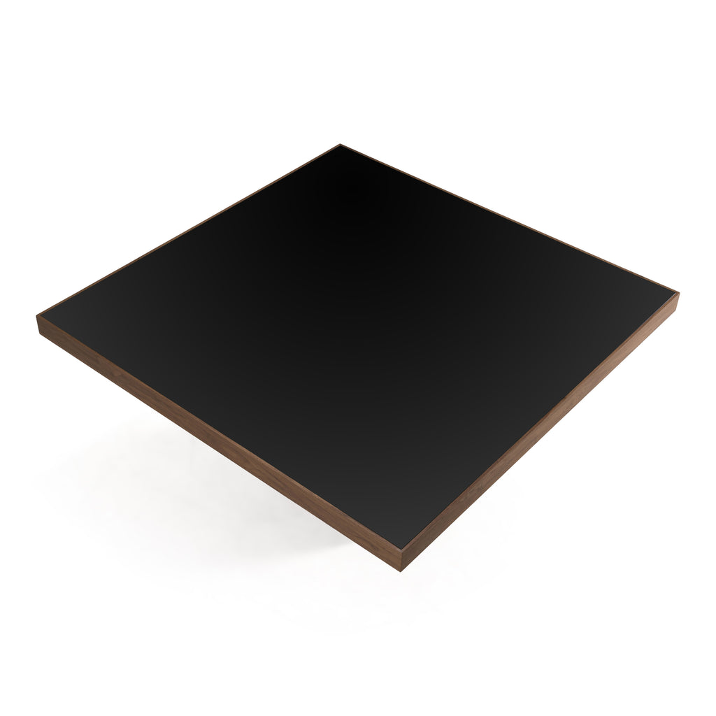 Osuna - Modern Black Glass + Walnut Square Dining Table