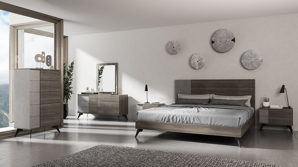 Eastern King Palermo Italian Modern Faux Concrete & Grey Bed