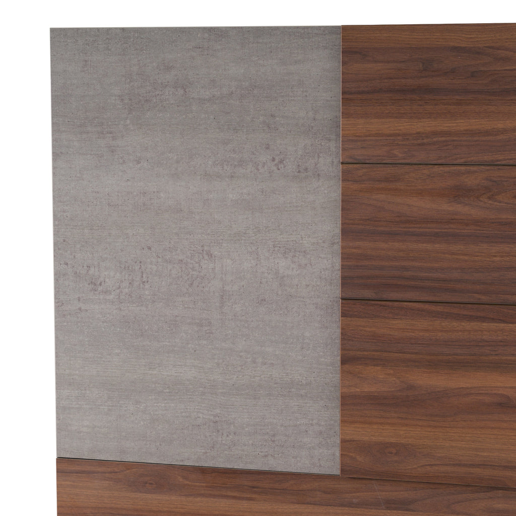 Palermo - Eastern King Modern Italian Faux Concrete & Walnut Bed - Eastern King Modern Italian Faux Concrete & Walnut Bed