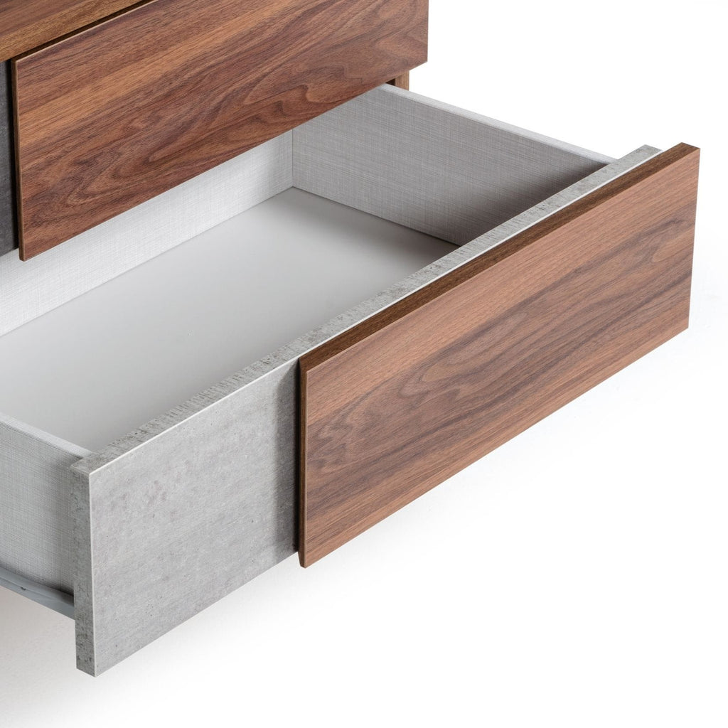 Palermo - Modern Italian Faux Concrete & Walnut Nightstand