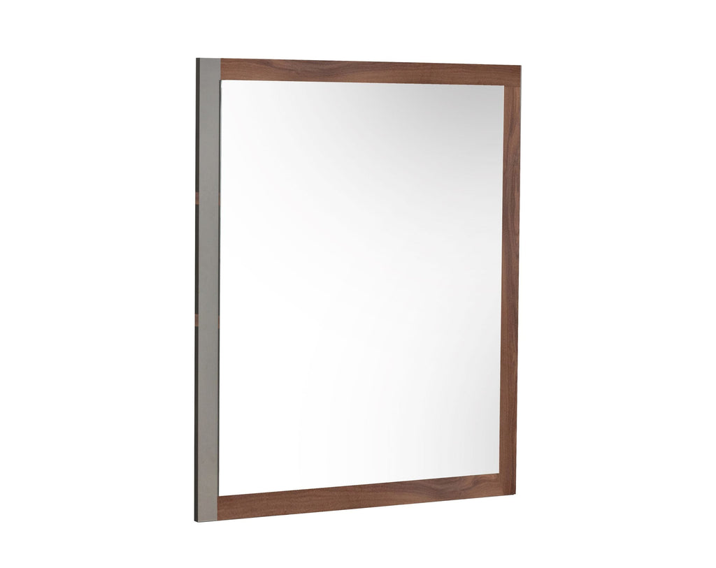 Palermo - Italian Modern Faux Concrete & Walnut Mirror