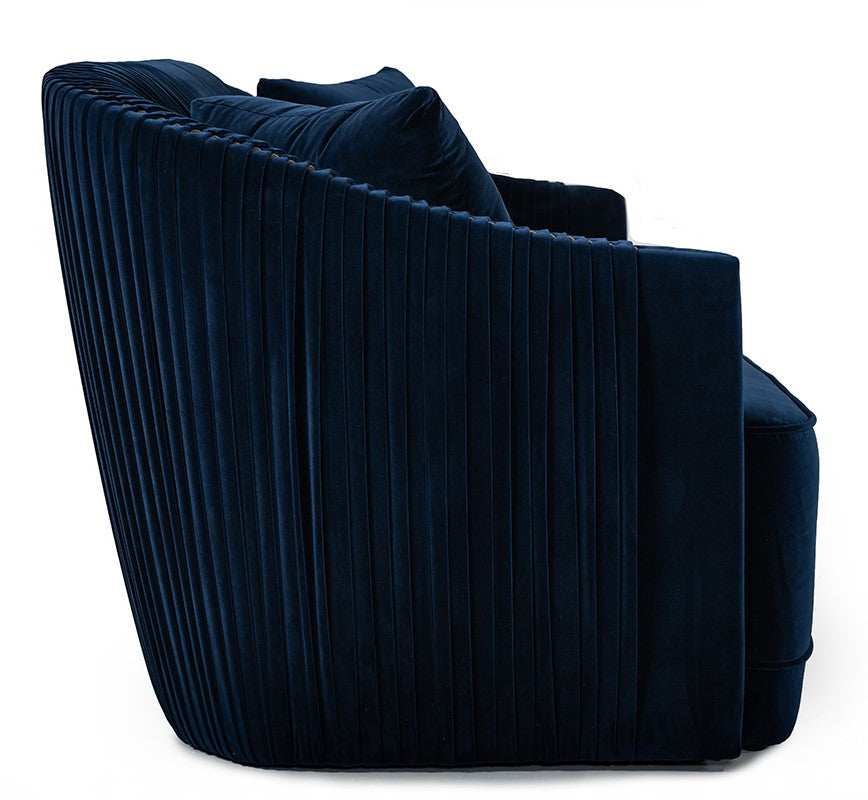 Palomar Modern Blue Velvet & Brass Sofa