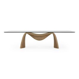 Pangea - Mid-Century Modern Glass + Buckwheat Ash Rectangular Dining Table