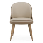 Pangea - Mid-Century Modern Cream & Taupe Vegan Leather + Buckwheat Ash Dining Chair (Set of 2)