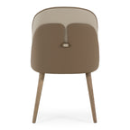 Pangea - Mid-Century Modern Cream & Taupe Vegan Leather + Buckwheat Ash Dining Chair (Set of 2)