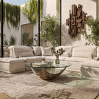 Sunrise - Contemporary Glass + Walnut Round Coffee Table