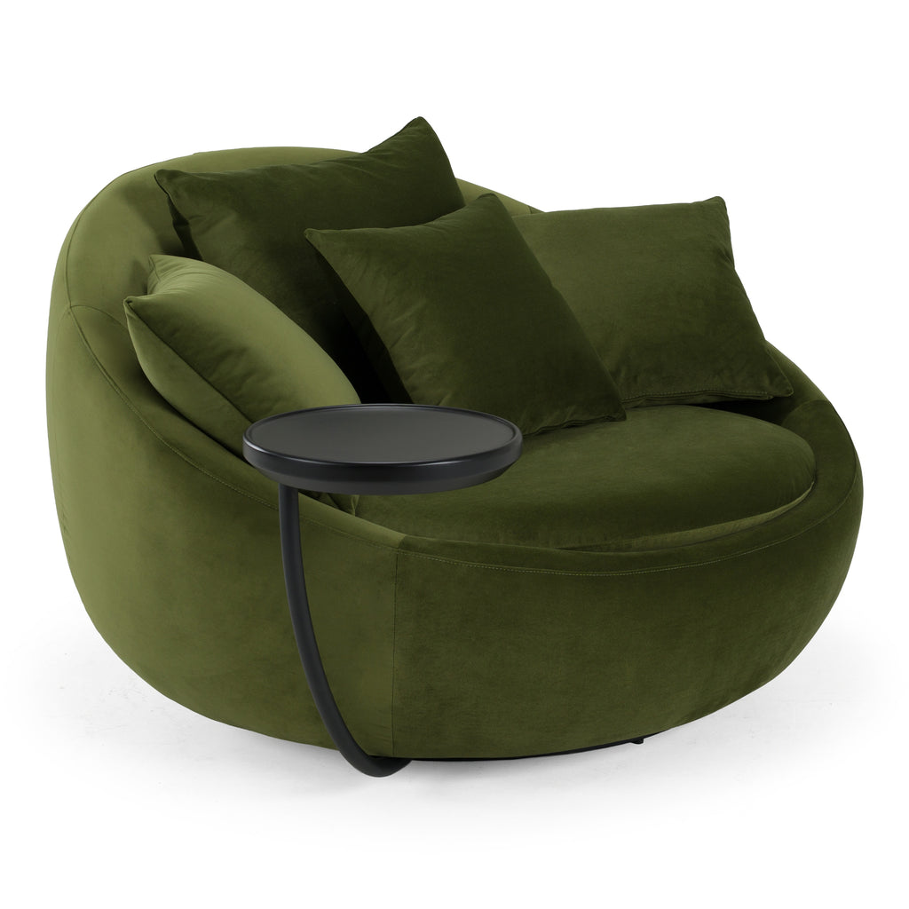 Pascal Modern Round Green Velvet Swivel Lounge Chair