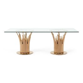 Paxton Modern Glass & Rosegold Dining Table