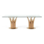 Paxton Modern Glass & Rosegold Dining Table