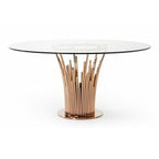 Paxton Modern Round Glass & Rosegold Dining Table