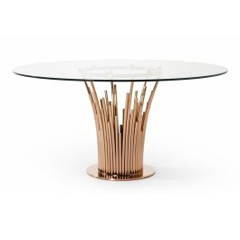 Paxton Modern Round Glass & Rosegold Dining Table