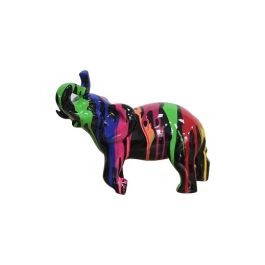 Multi Colored Black Elephant Sculpture