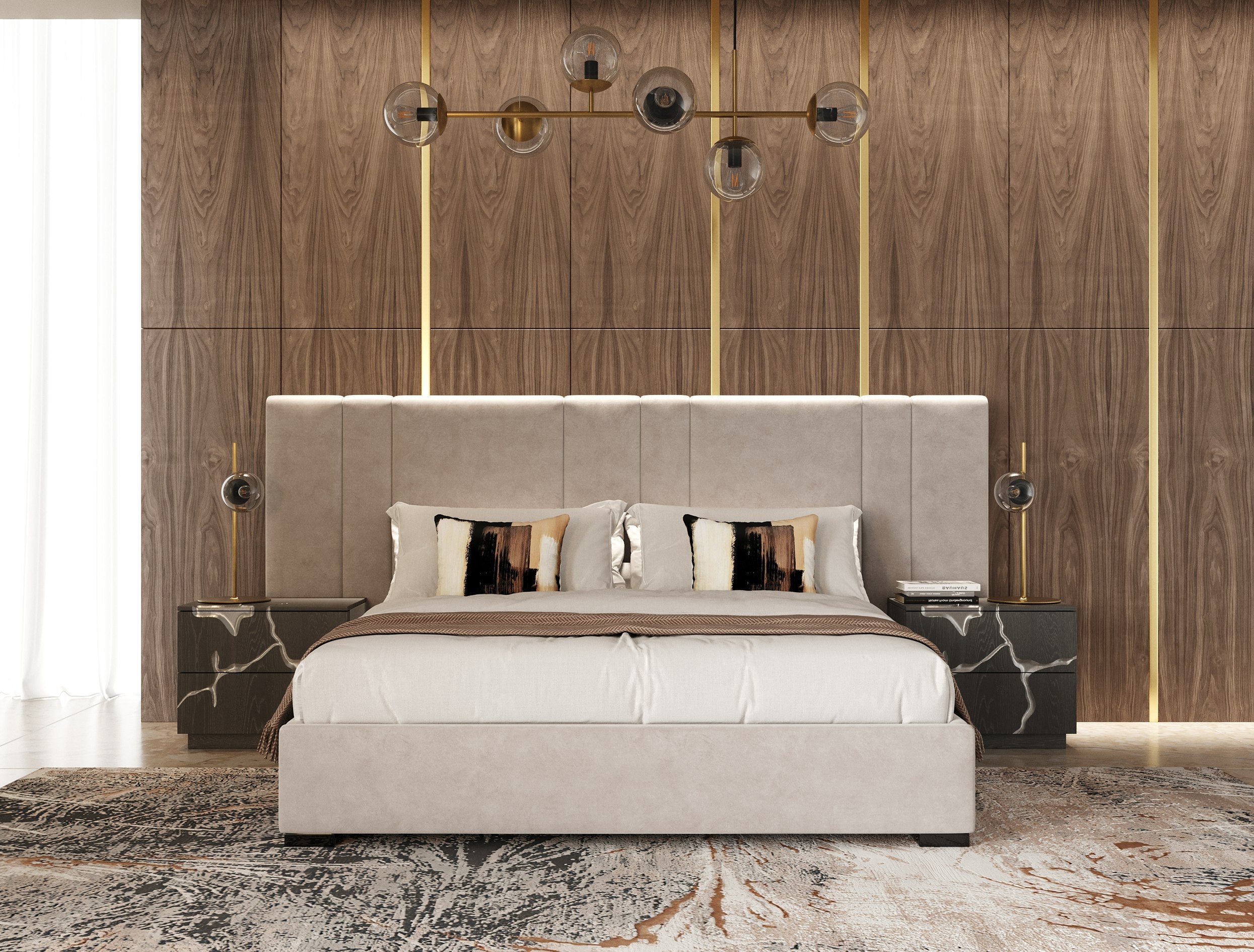 Penrose + Aspen - Modern Beige + Brown Ash 4-Piece Bedroom Set - Modern Beige + Brown Ash 4 - Piece Bedroom Set