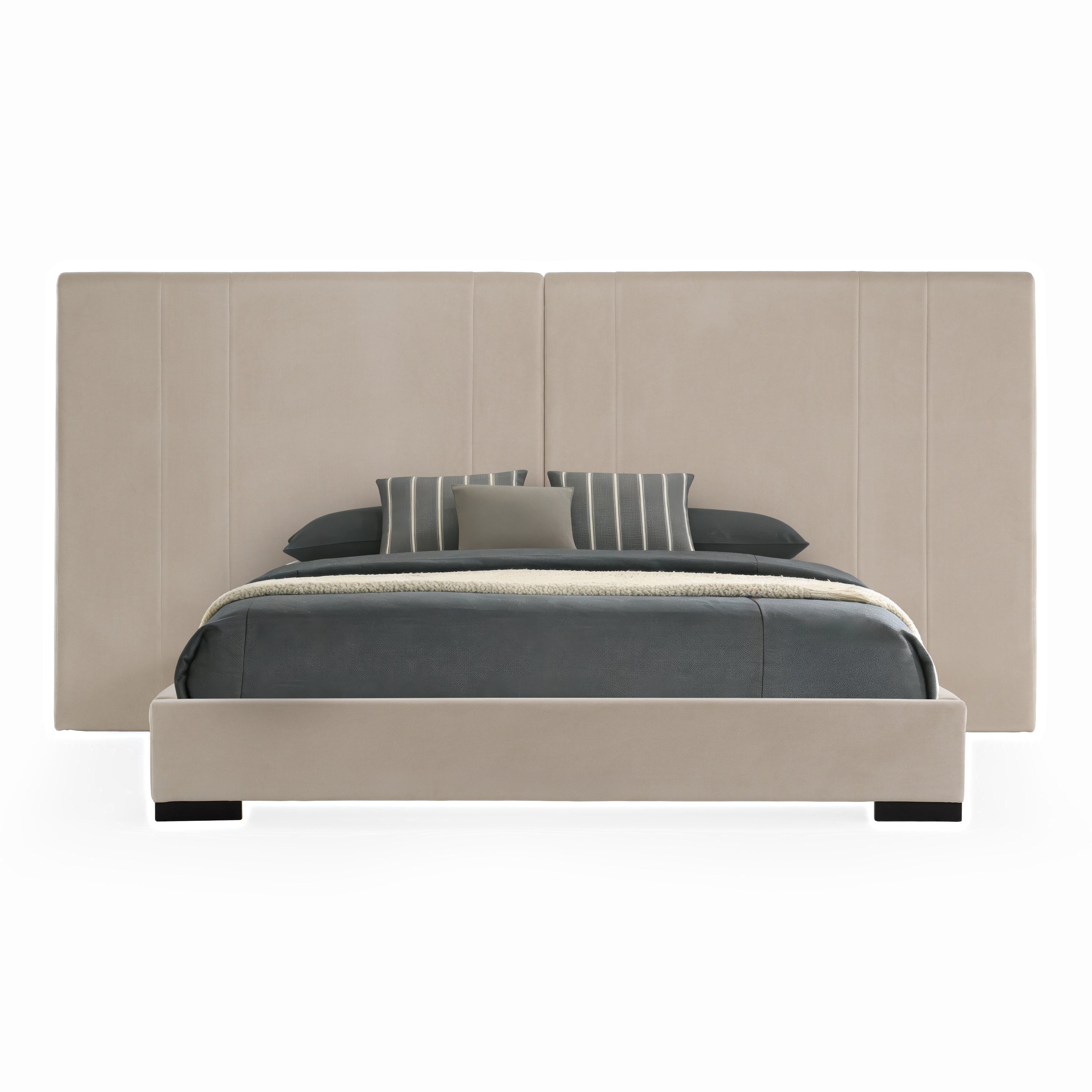 Penrose - Modern Beige Fabric Bed - Modern Beige Fabric Bed